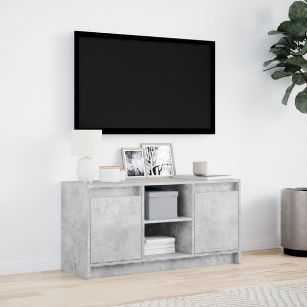 vidaXL tv-bord med LED-lys 100x34x50 cm konstrueret træ betongrå