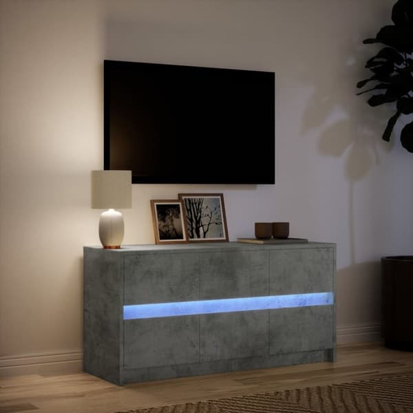 vidaXL TV-benk med LED betonggrå 100x34x50 cm konstruert tre
