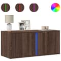 Miniatyrbilde 3 av 11: vidaXL Vegghengt TV-benk med LED brun eik 80x31x35 cm