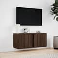 Miniatyrbilde 5 av 11: vidaXL Vegghengt TV-benk med LED brun eik 80x31x35 cm