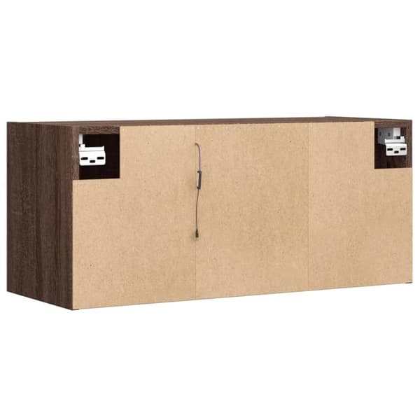 vidaXL Vegghengt TV-benk med LED brun eik 80x31x35 cm