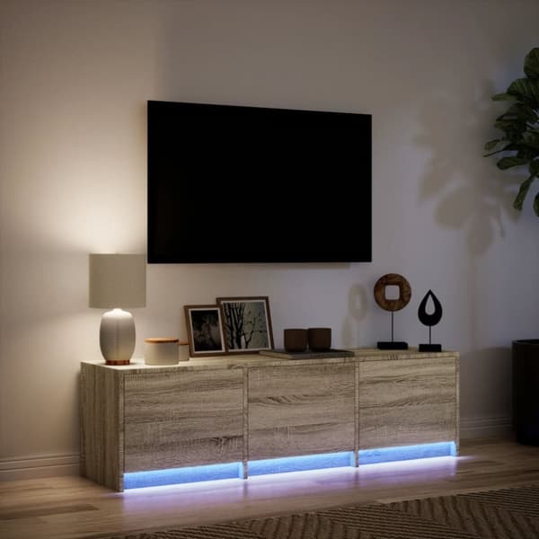 vidaXL TV-benk med LED sonoma eik 140x34x40 cm konstruert tre