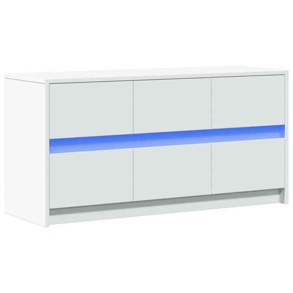 vidaXL TV-benk med LED hvit 100x34x50 cm konstruert tre