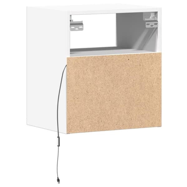 vidaXL Väggmonterad tv-bänk LEDs vit 41x31x45 cm