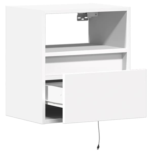 vidaXL Väggmonterad tv-bänk LEDs vit 41x31x45 cm