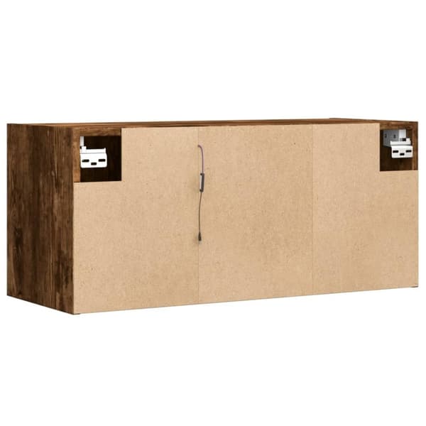 vidaXL Vegghengt TV-benk med LED røkt eik 80x31x35 cm