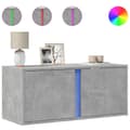 Miniatyrbilde 3 av 11: vidaXL Vegghengt TV-benk med LED-lys betonggrå 80x31x35 cm