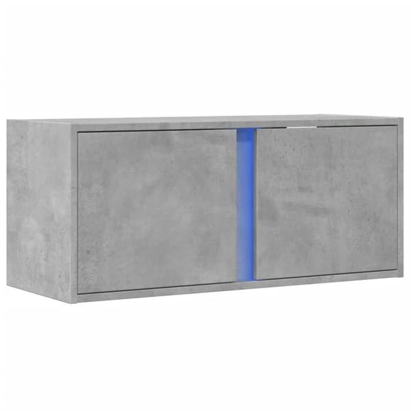 vidaXL Vegghengt TV-benk med LED-lys betonggrå 80x31x35 cm