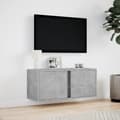 Miniatyrbilde 5 av 11: vidaXL Vegghengt TV-benk med LED-lys betonggrå 80x31x35 cm