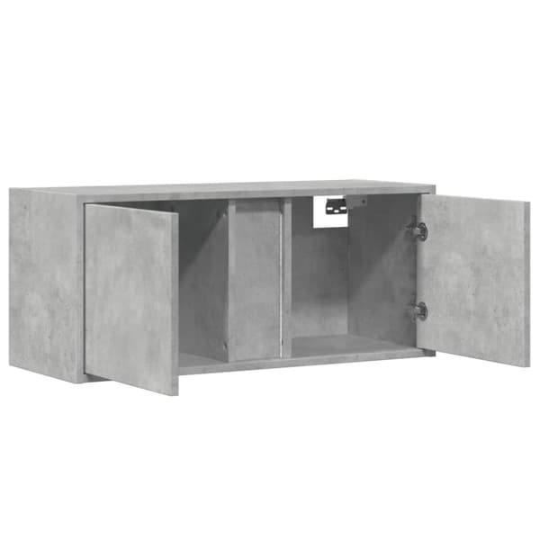 vidaXL Vegghengt TV-benk med LED-lys betonggrå 80x31x35 cm