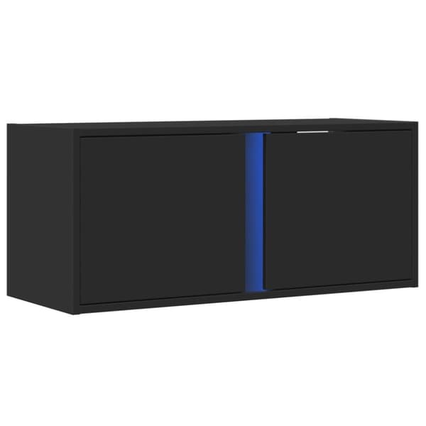 vidaXL Vegghengt TV-benk med LED svart 80x31x35 cm