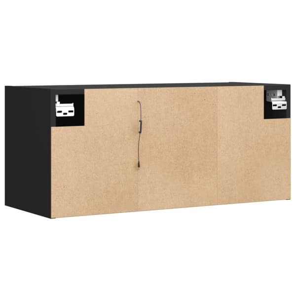 vidaXL Vegghengt TV-benk med LED svart 80x31x35 cm