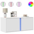 Miniatyrbilde 3 av 11: vidaXL Vegghengt TV-benk med LED hvit 80x31x35 cm