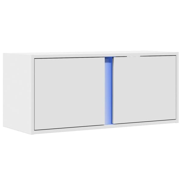 vidaXL Vegghengt TV-benk med LED hvit 80x31x35 cm