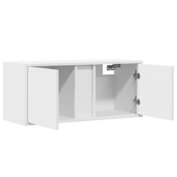 vidaXL Vegghengt TV-benk med LED hvit 80x31x35 cm