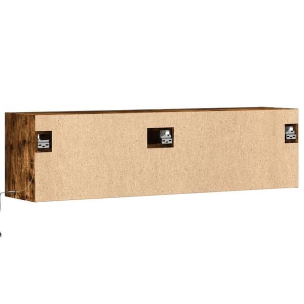 vidaXL Vegghengt TV-benk med LED røkt eik 140x31x38 cm