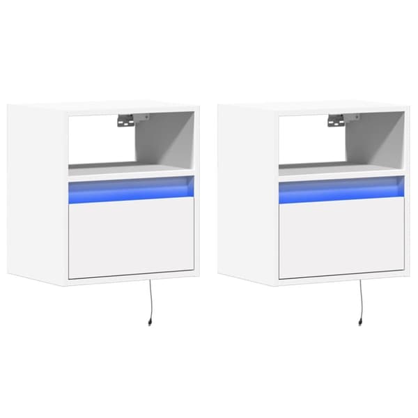 vidaXL TV-seinäkaapit LED-valoilla 2 kpl valkoinen 41x31x45 cm