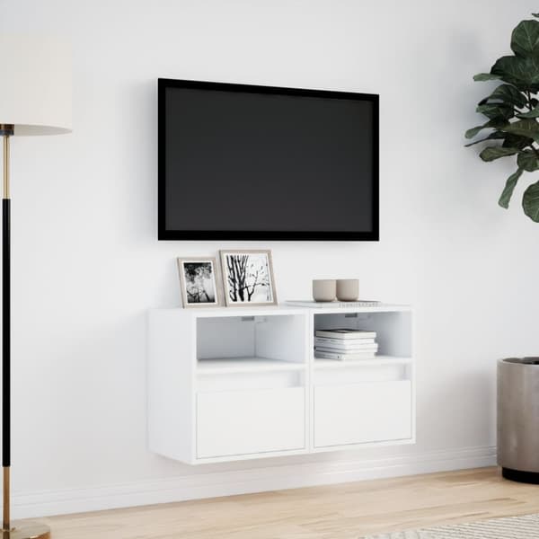 vidaXL TV-seinäkaapit LED-valoilla 2 kpl valkoinen 41x31x45 cm