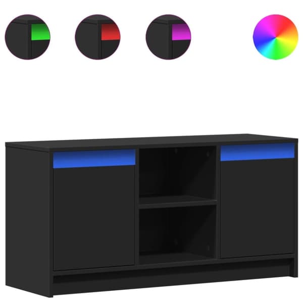 vidaXL TV-taso musta LED-valoilla 100x34x50 cm tekninen puu