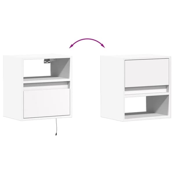 vidaXL TV-seinäkaappi LED-valoilla valkoinen 41x31x45 cm