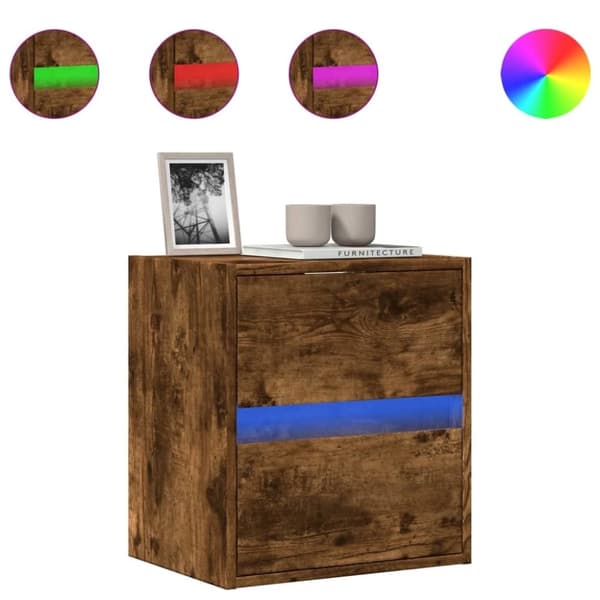 vidaXL TV-seinäkaappi LED-valoilla savutammi 41x31x45 cm