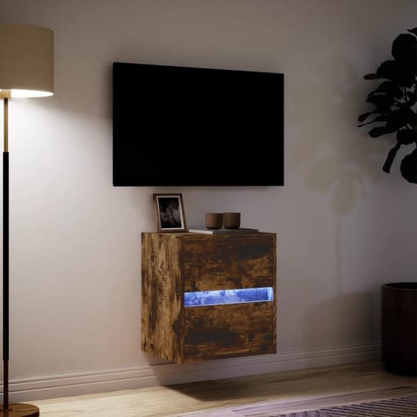 vidaXL TV-seinäkaappi LED-valoilla savutammi 41x31x45 cm