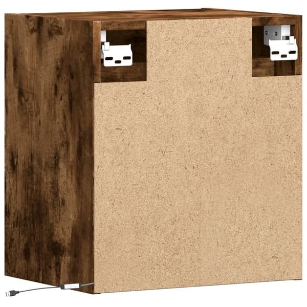 vidaXL TV-seinäkaappi LED-valoilla savutammi 41x31x45 cm