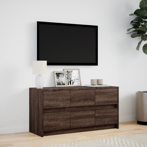 vidaXL tv-bord m. LED-lys 100x34x50 cm konstrueret træ brunt eg