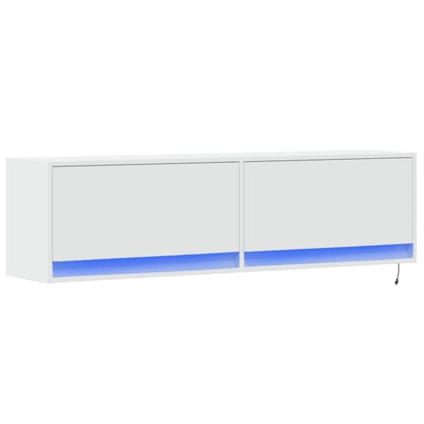 vidaXL TV-seinäkaappi LED-valoilla valkoinen 140x31x38 cm
