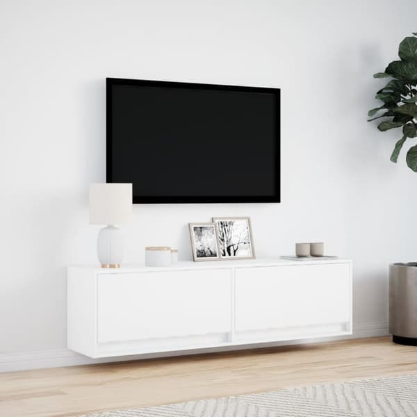 vidaXL TV-seinäkaappi LED-valoilla valkoinen 140x31x38 cm
