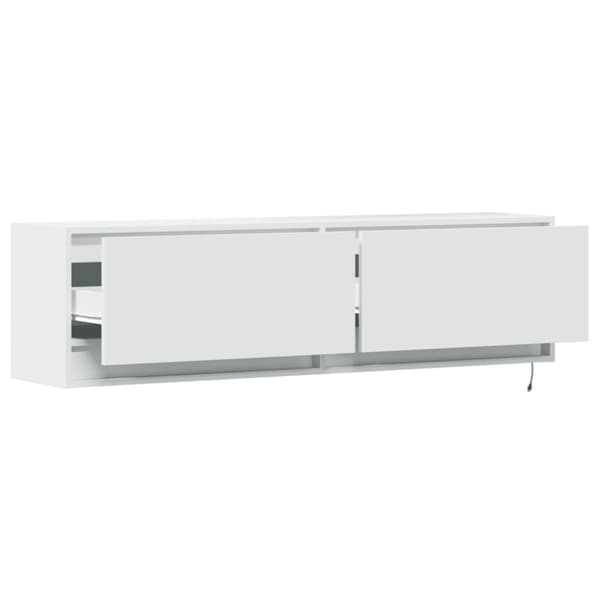 vidaXL TV-seinäkaappi LED-valoilla valkoinen 140x31x38 cm