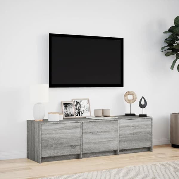 vidaXL tv-bord m. LED-lys 140x34x40 cm konstrueret træ grå sonoma-eg