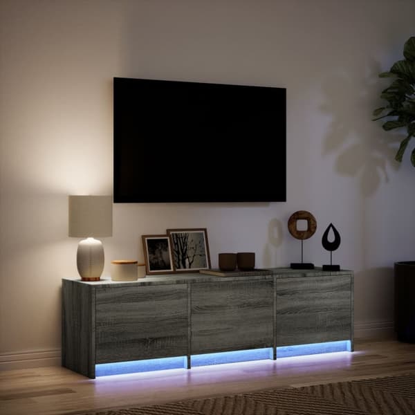 vidaXL tv-bord m. LED-lys 140x34x40 cm konstrueret træ grå sonoma-eg