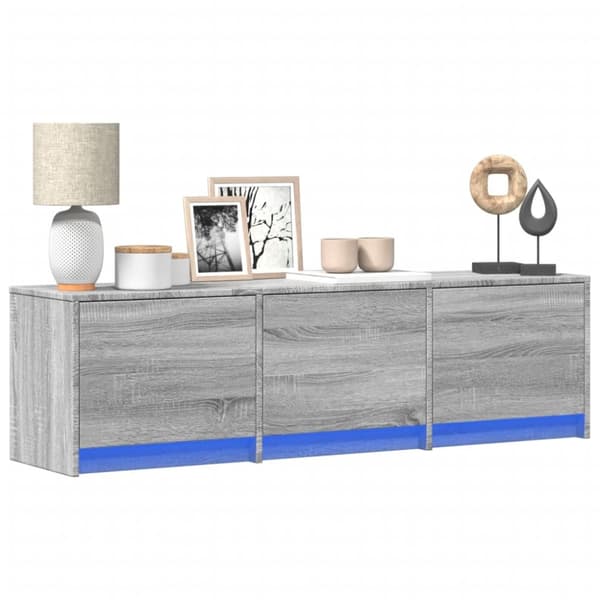 vidaXL tv-bord m. LED-lys 140x34x40 cm konstrueret træ grå sonoma-eg