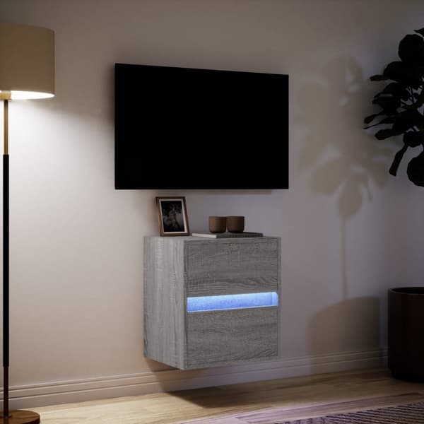 vidaXL TV-seinäkaappi LED-valoilla harmaa Sonoma 41x31x45 cm