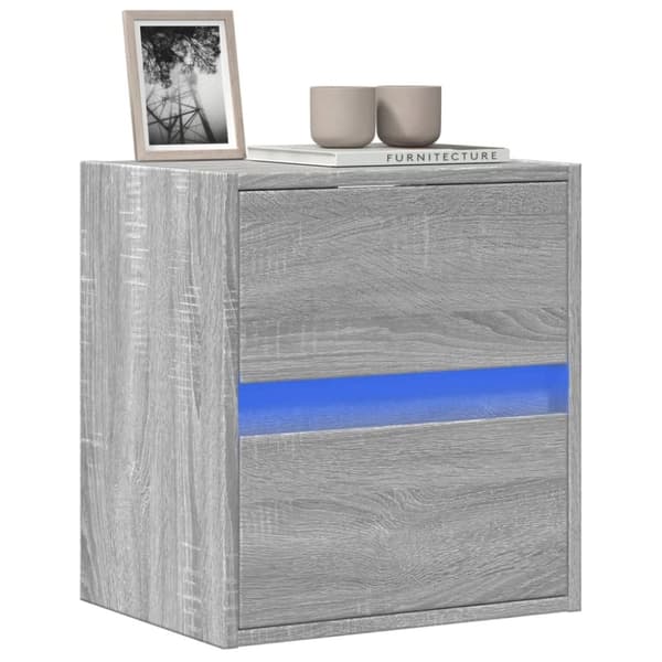 vidaXL TV-seinäkaappi LED-valoilla harmaa Sonoma 41x31x45 cm