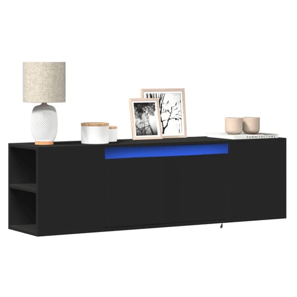 vidaXL TV-seinäkaappi LED-valoilla musta 135x31x39,5 cm