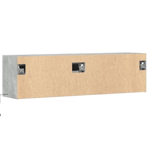 vidaXL Vegghengt TV-benk med LED-lys betonggrå 140x31x38 cm