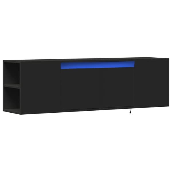vidaXL Vegghengt TV-benk med LED svart 135x31x39,5 cm
