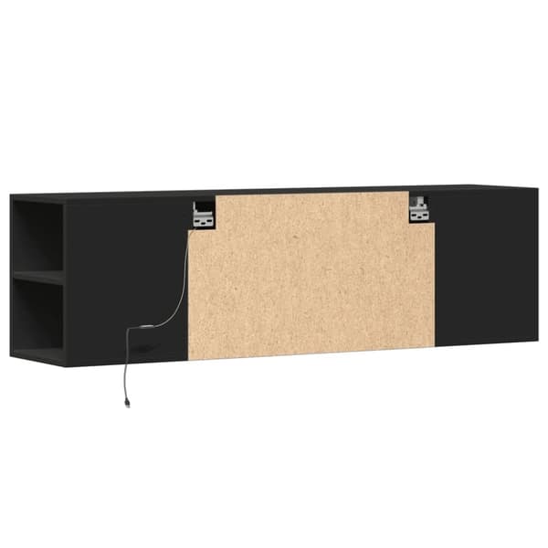 vidaXL Vegghengt TV-benk med LED svart 135x31x39,5 cm