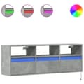 Miniatyrbillede 3 af 11: vidaXL væghængt tv-bord med LED-lys 130x31x45 cm betongrå