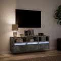 Miniatyrbillede 6 af 11: vidaXL væghængt tv-bord med LED-lys 130x31x45 cm betongrå
