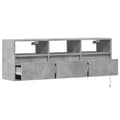 Miniatyrbillede 10 af 11: vidaXL væghængt tv-bord med LED-lys 130x31x45 cm betongrå