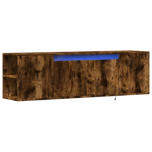 vidaXL TV-seinäkaappi LED-valoilla savutammi 135x31x39,5 cm