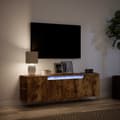 Pikkukuva 6 / 11: vidaXL TV-seinäkaappi LED-valoilla savutammi 135x31x39,5 cm