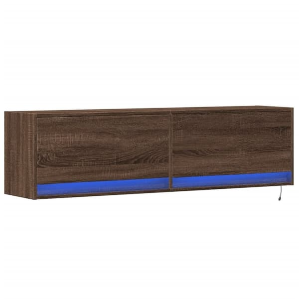 vidaXL TV-seinäkaappi LED-valoilla ruskea tammi 140x31x38 cm