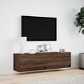 Pikkukuva 5 / 11: vidaXL TV-seinäkaappi LED-valoilla ruskea tammi 140x31x38 cm