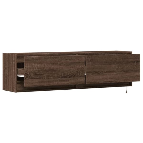 vidaXL TV-seinäkaappi LED-valoilla ruskea tammi 140x31x38 cm