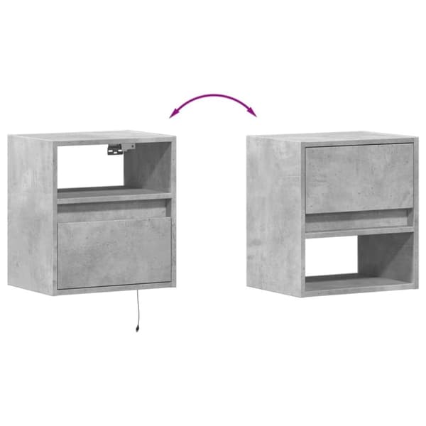vidaXL TV-seinäkaappi LED-valoilla betoninharmaa 41x31x45 cm
