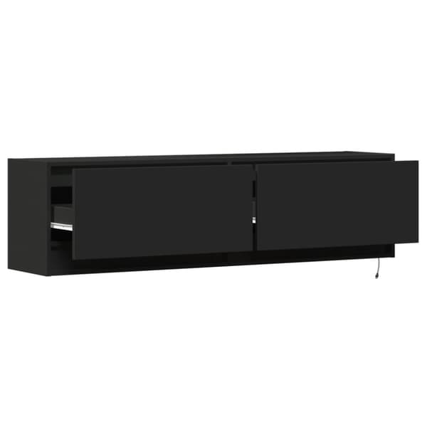 vidaXL TV-seinäkaappi LED-valoilla musta 140x31x38 cm